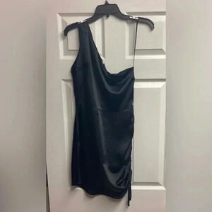 Glam One Shoulder Sateen Mini Dress Size Medium